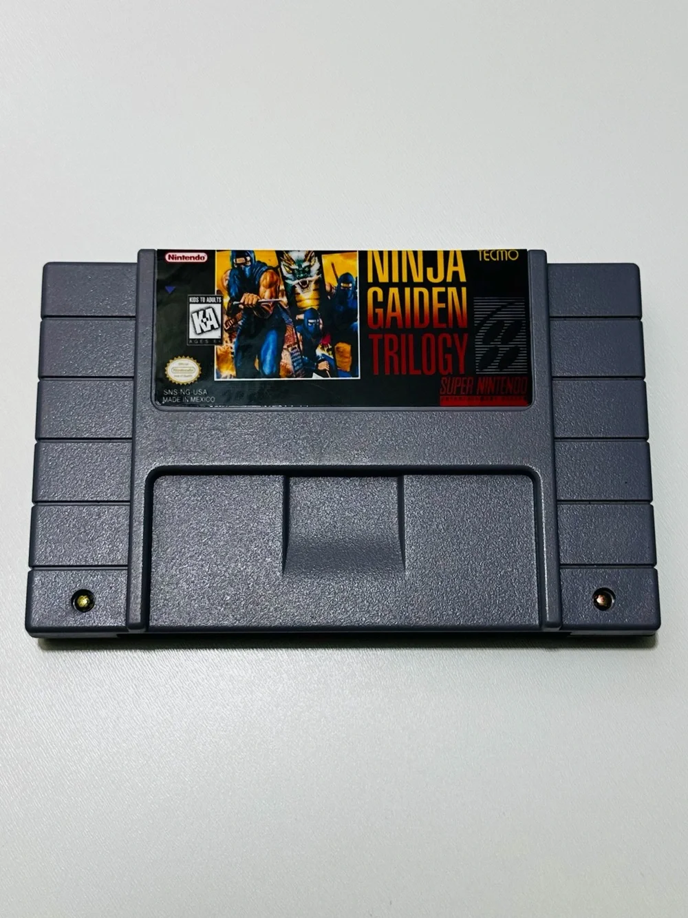 Tecmo Ninja Gaiden Trilogy Super Nintendo Game Cartridge - Gray